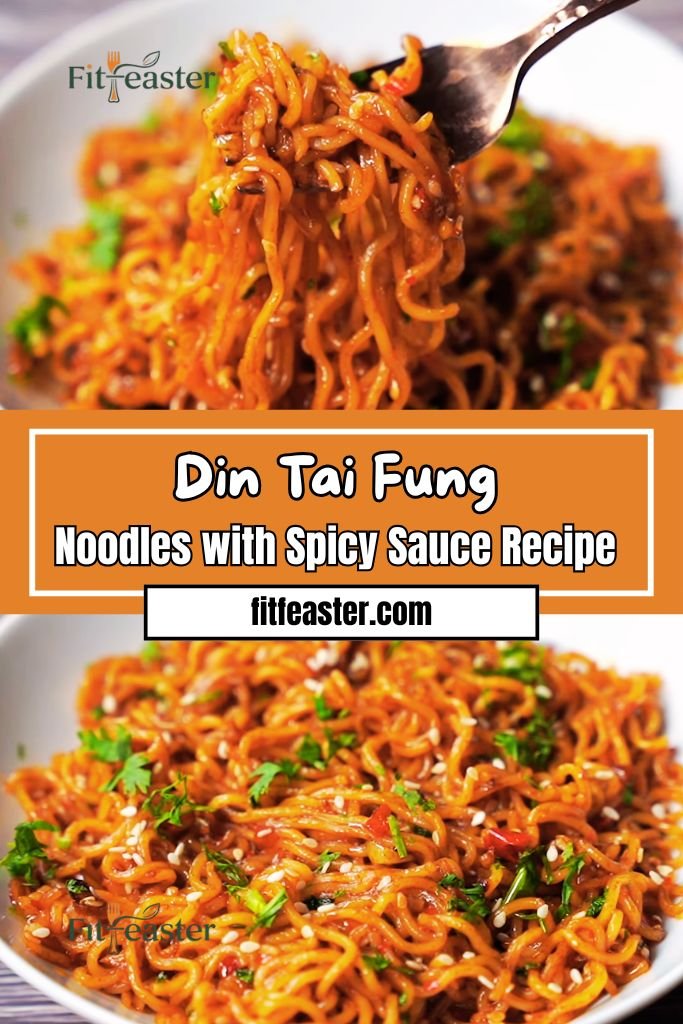 Din Tai Fung noodles with spicy sauce recipe Pinterest image