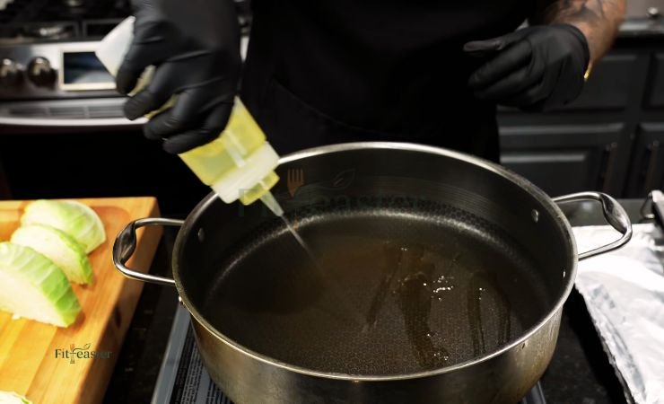 Heat the oil and garlic