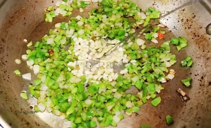 Step 3: Add the Onion, Jalapeños, and Garlic