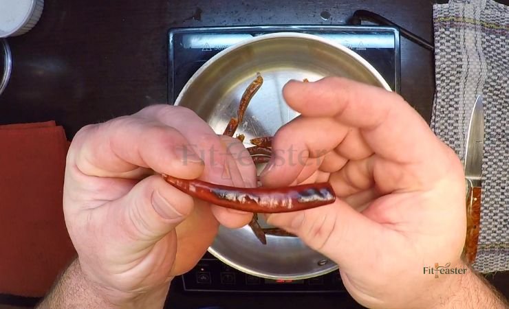 Toast the Dried Chile de Árbol