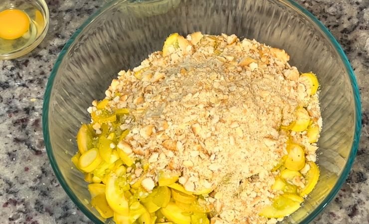 3. Mixing in the Crackers and Cheese